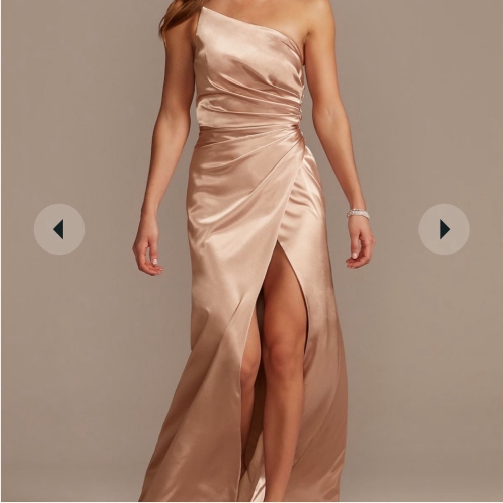 David's Bridal Gallina Signature Gold Dress